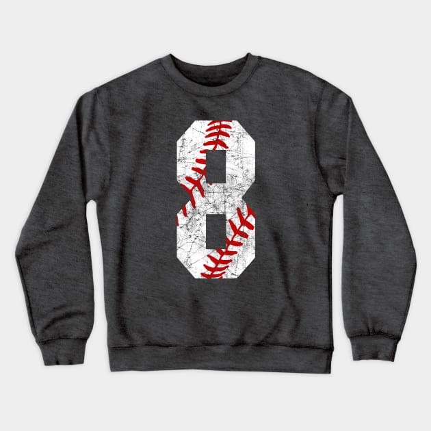 Vintage #8 Baseball Laces Baseball Mom Jersey Love Baseball 8th Birthday T-shirt Crewneck Sweatshirt by TeeCreations